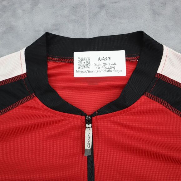 Canari Shirt Mens L Red Short Sleeve Full Zip Back Pockets Cycling Outwear - Picture 5 of 14
